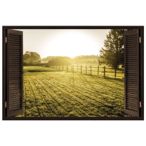 Vinilos ventanas 3d atardecer campo
